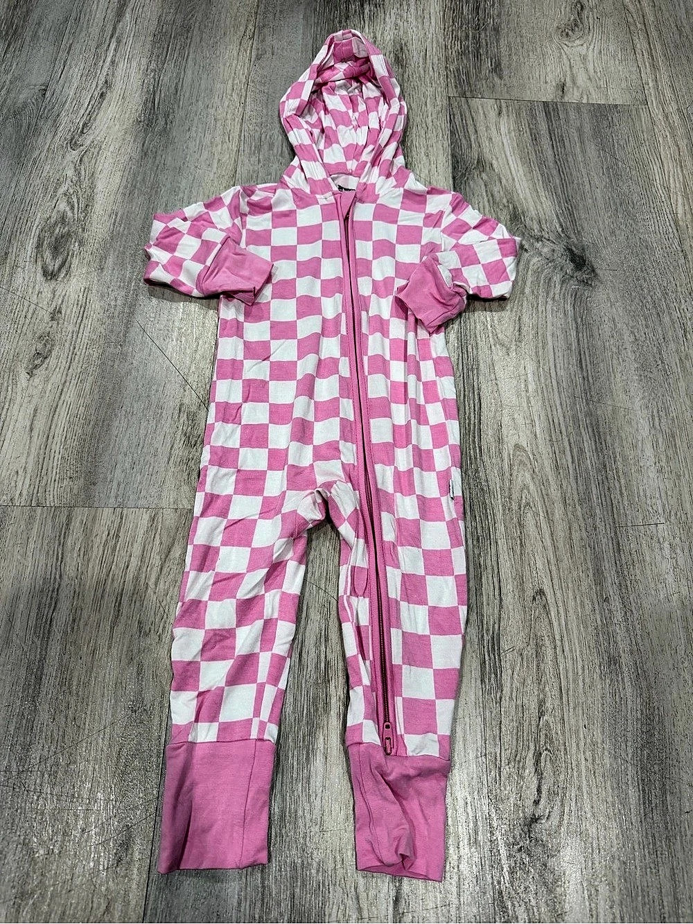 Dream Big Little Pink Checkered Hooded One-Piece